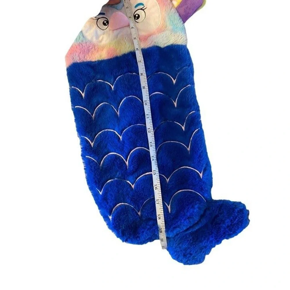 Blue Mermaid‎ Owl Plush Sensory Toy Crinkle Squeak Rainbow Tie Dye 20 Inch